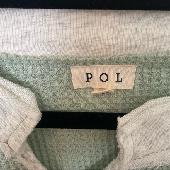 POL Women's Sage and Cream Color Block Hoodie - Picture 2 of 5